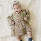 Mustard Magnolia Cotton Dress With Bloomers