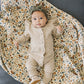 Oatmeal Knit Ruffle Button Romper