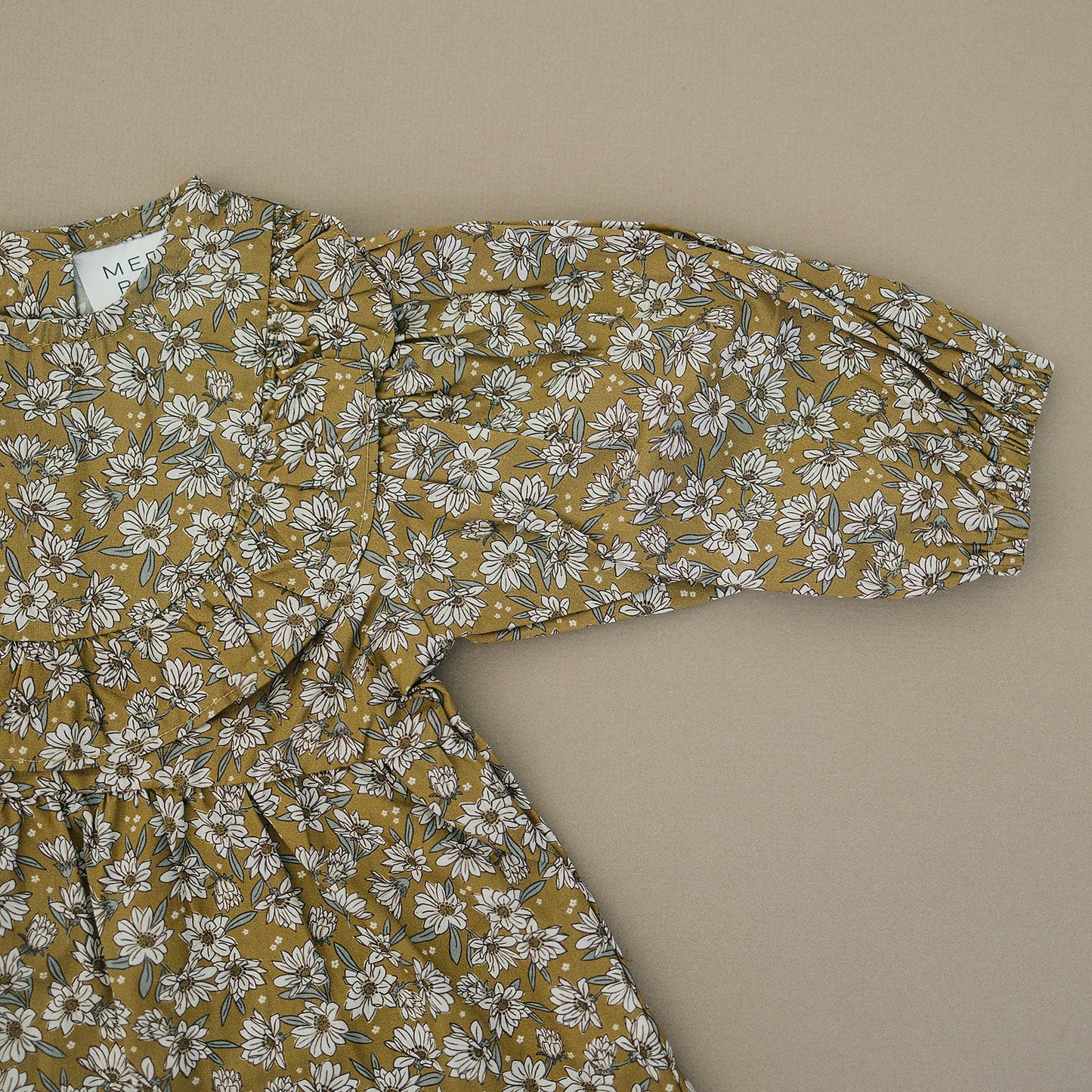 Mustard Magnolia Cotton Dress With Bloomers