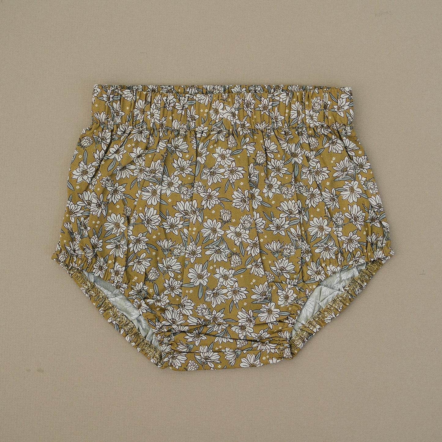 Mustard Magnolia Cotton Dress With Bloomers