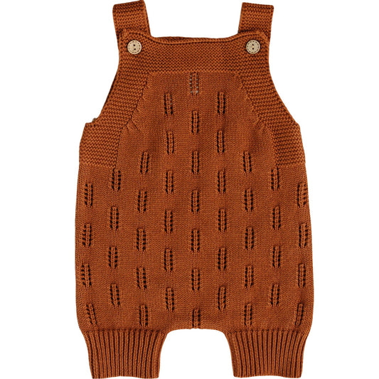 Rust Embellished Short Knit Romper