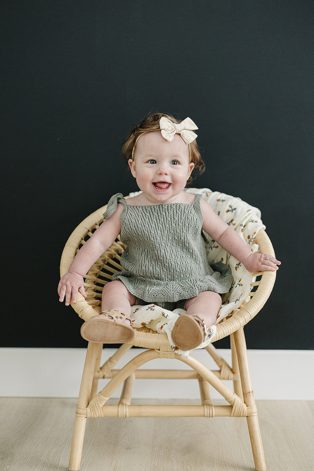 Sage Ruffle Knit Bubble Romper