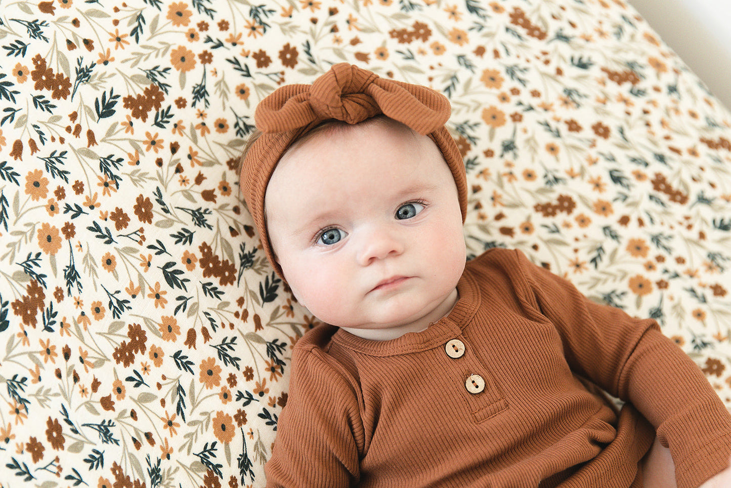 Rust Long Sleeve Button Ribbed Organic Cotton Dress