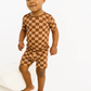 Espresso Checkered Bamboo Shorts Set
