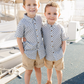 Blue Checkered Linen Button Up Shirt