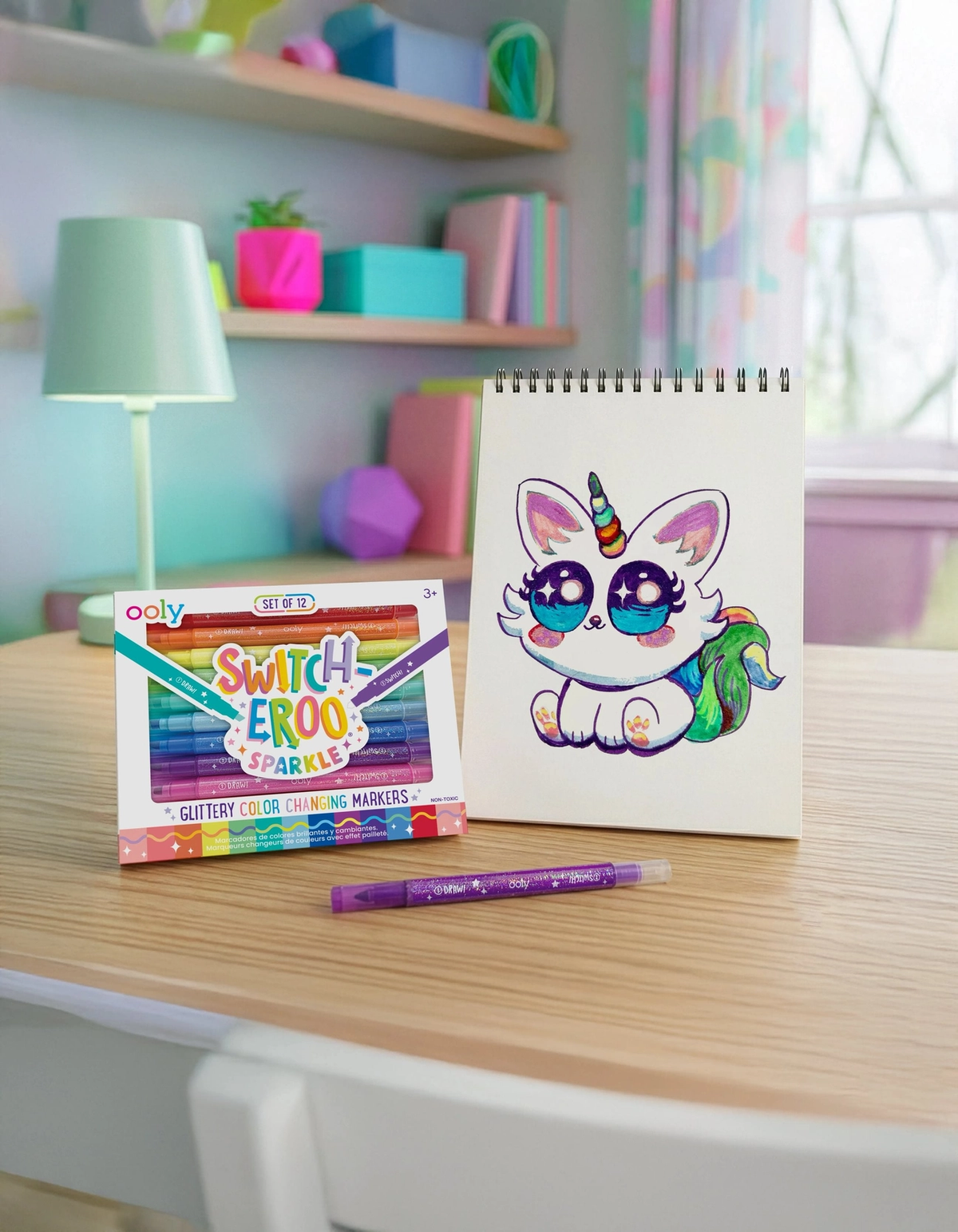 Switch-Eroo! Sparkle Color Changing Markers - Set of 12