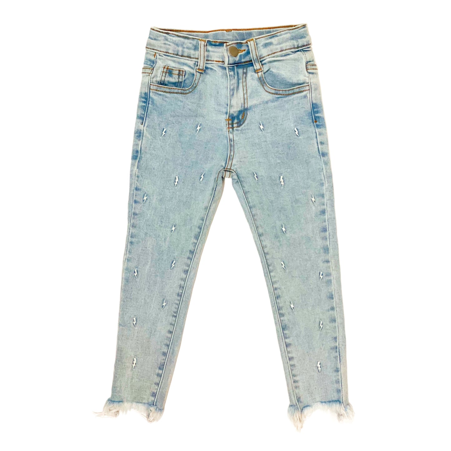 Embroidered Lightning Bolt Ankle Jeans