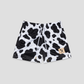 Moo Milk Cow Print Diamond Air Mesh Shorts (Black) - Youth