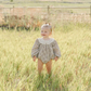 Camel Gingham Lace Bubble Romper