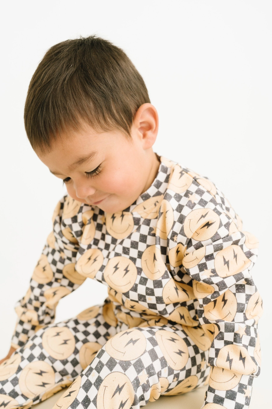 Lightning Checkered Smiley Crewneck Set