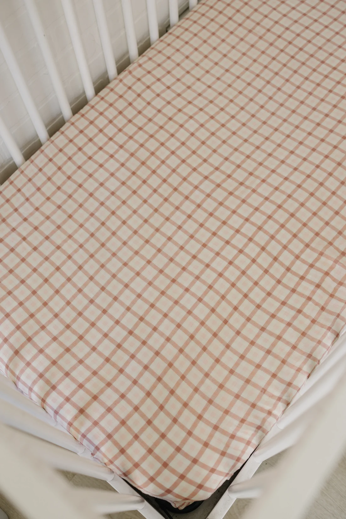 Pink Gingham Muslin Crib Sheet