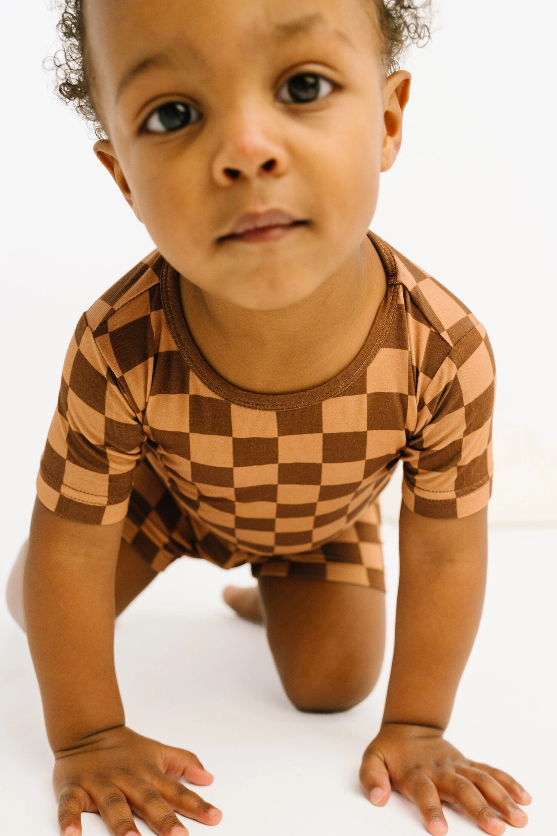Espresso Checkered Bamboo Shorts Set