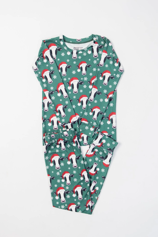 Santa Cows & Snowflakes Toddler/Youth Pajama Set