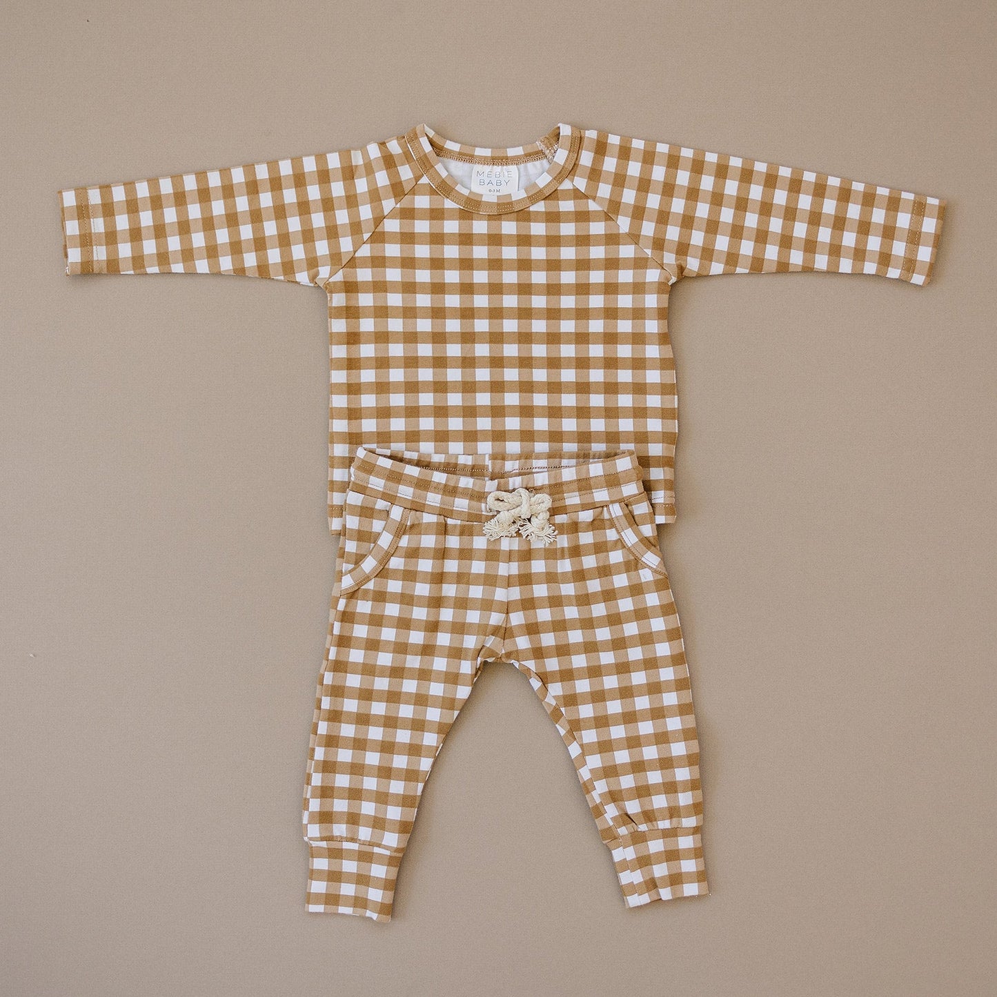 Mustard Gingham Two-piece Pocket Set