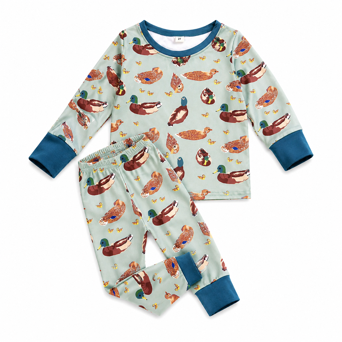 Green Mallard Duck Print Boys Pajama Set