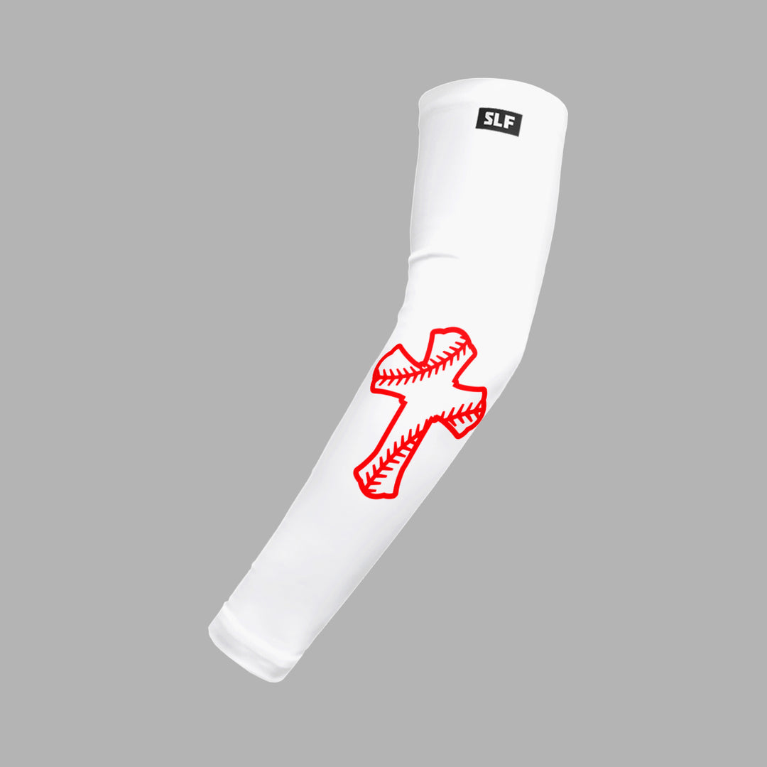 White Baseball Cross Kids Arm Sleeve