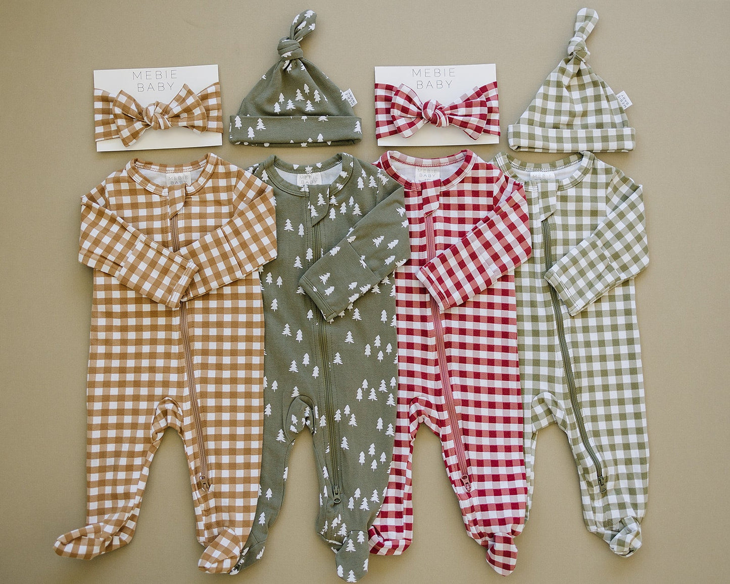Green Gingham Cotton Layette Set