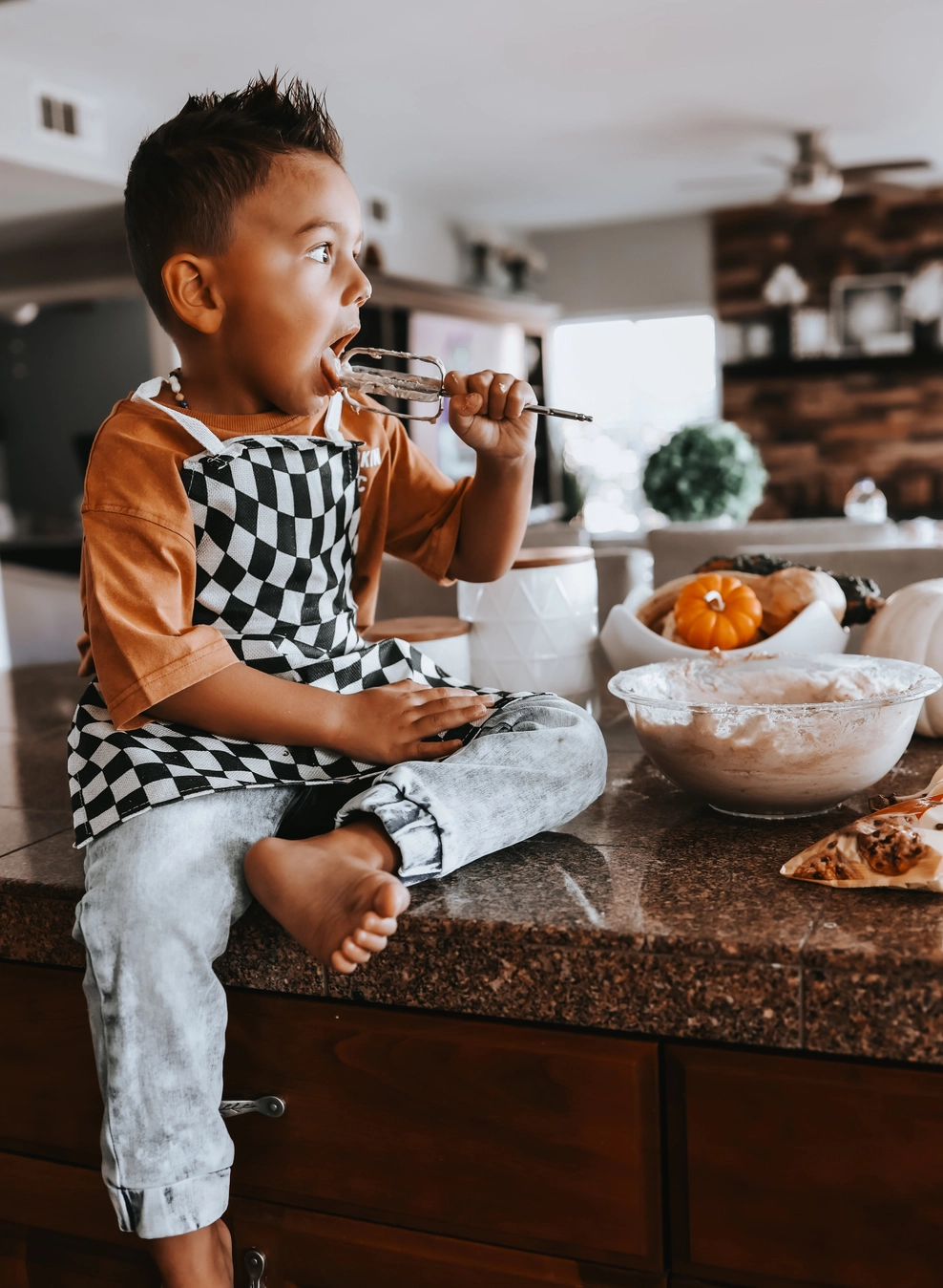 Black Check Child Apron