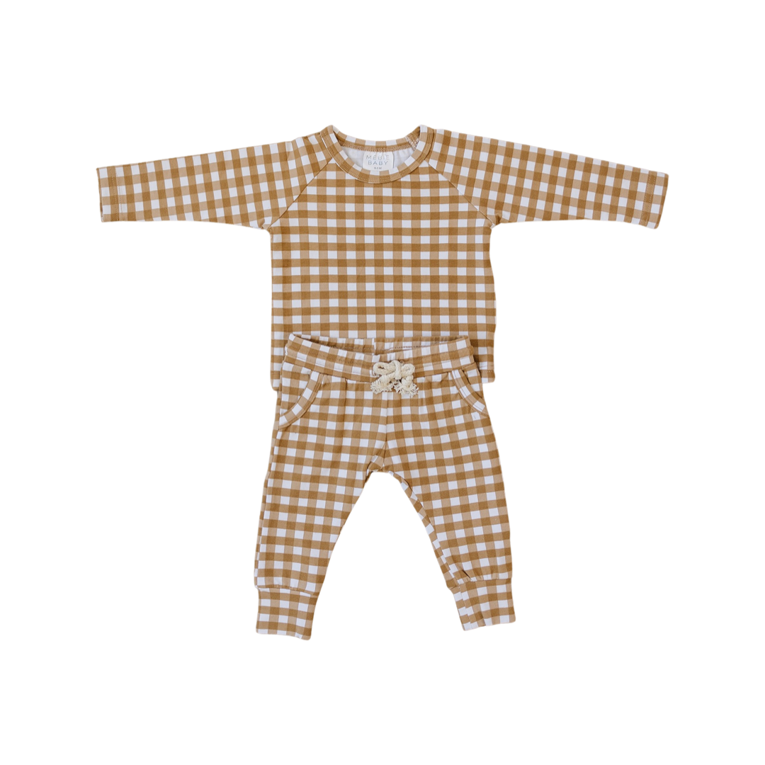 Mustard Gingham Two-piece Pocket Set