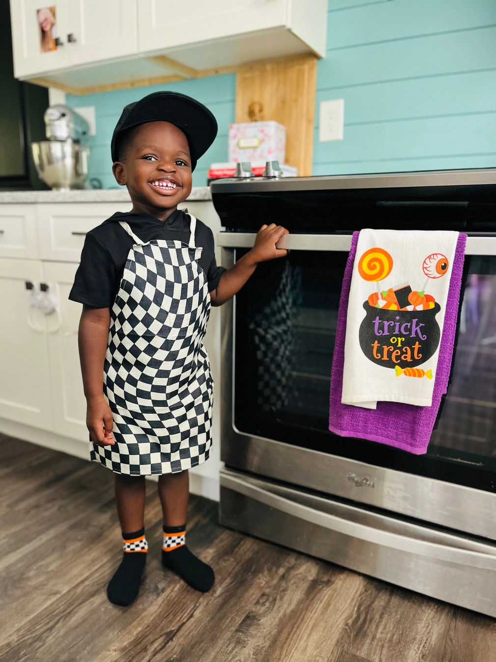 Black Check Child Apron