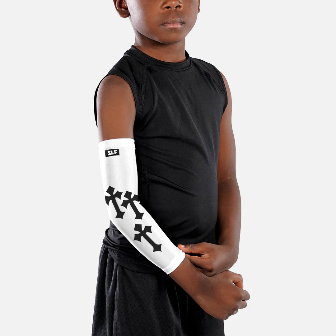 White Gothic Cross Kids Arm Sleeve