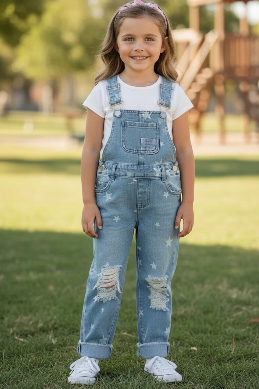 Distressed Star Overalls