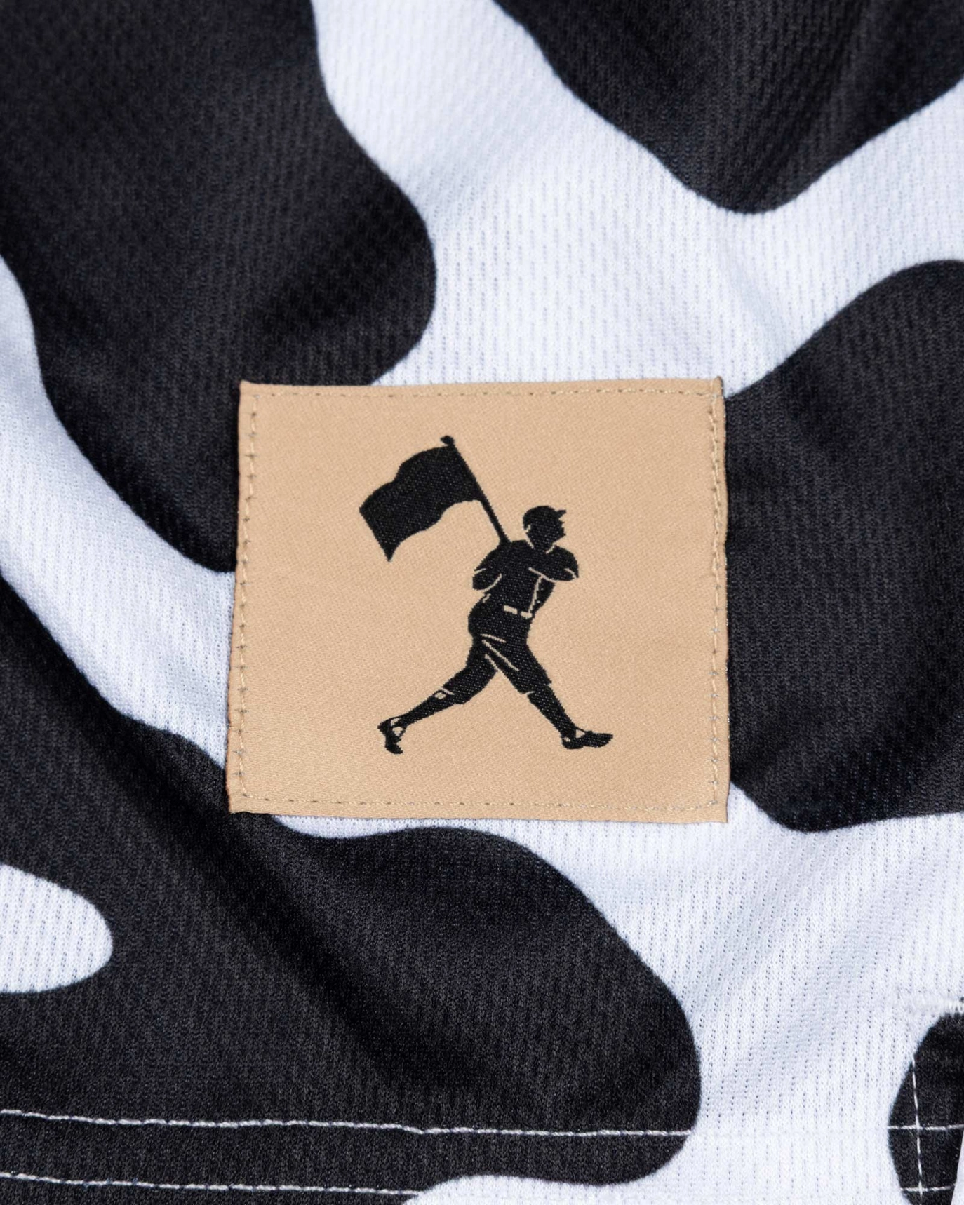 Moo Milk Cow Print Diamond Air Mesh Shorts (Black) - Youth