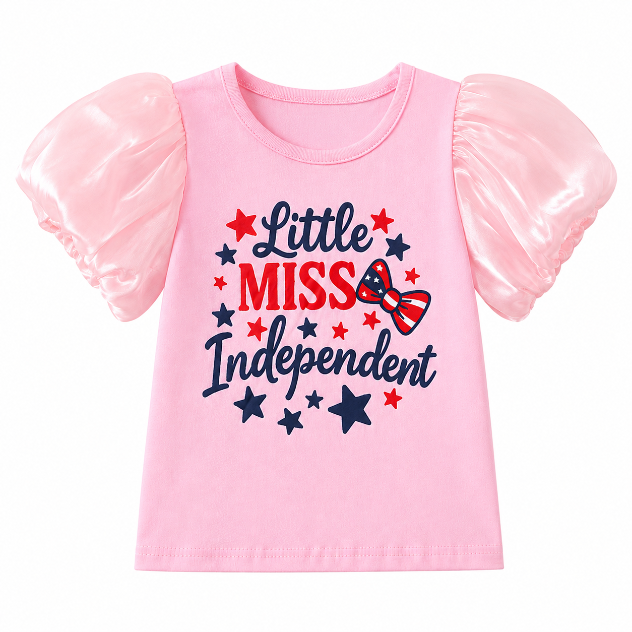 Little MISS Independent Pink Puff Sleeve Tee