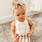 Matty Printed Denim Skirt - Peaches N' Cream