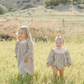 Camel Gingham Lace Bubble Romper