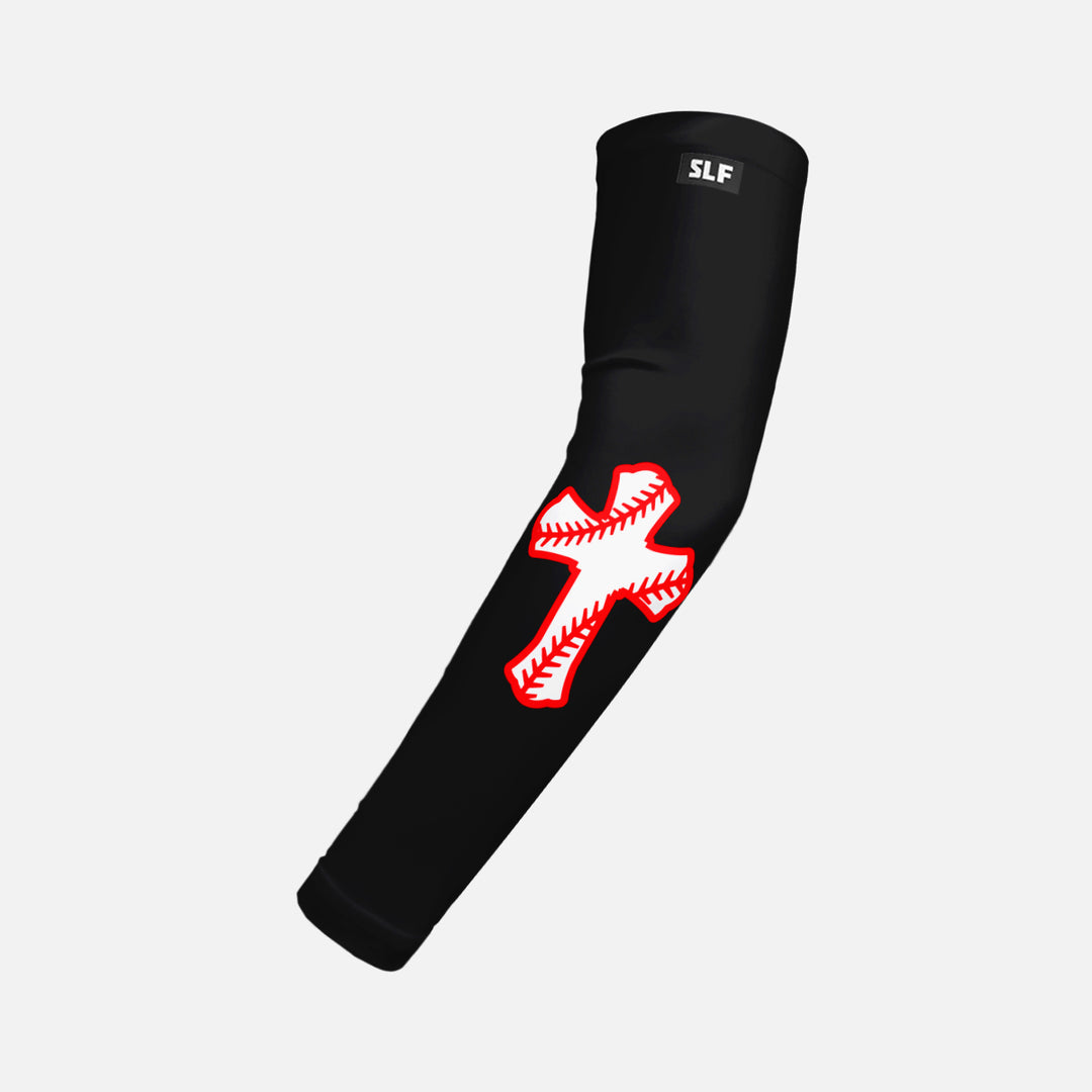 Black Baseball Cross Kids Arm Sleeve