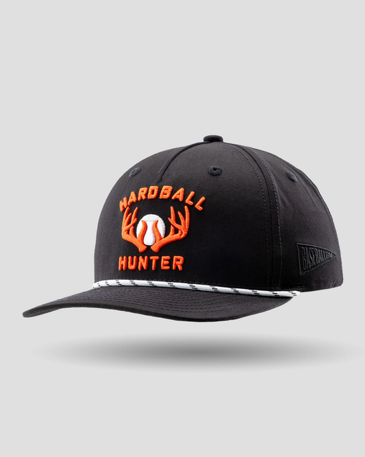 Hardball Hunter Five Panel Rope Cap - Black