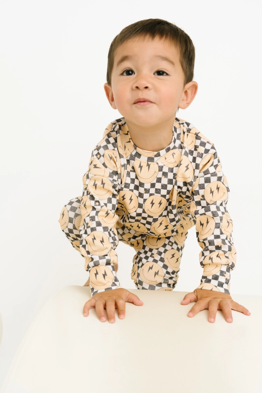 Lightning Checkered Smiley Crewneck Set