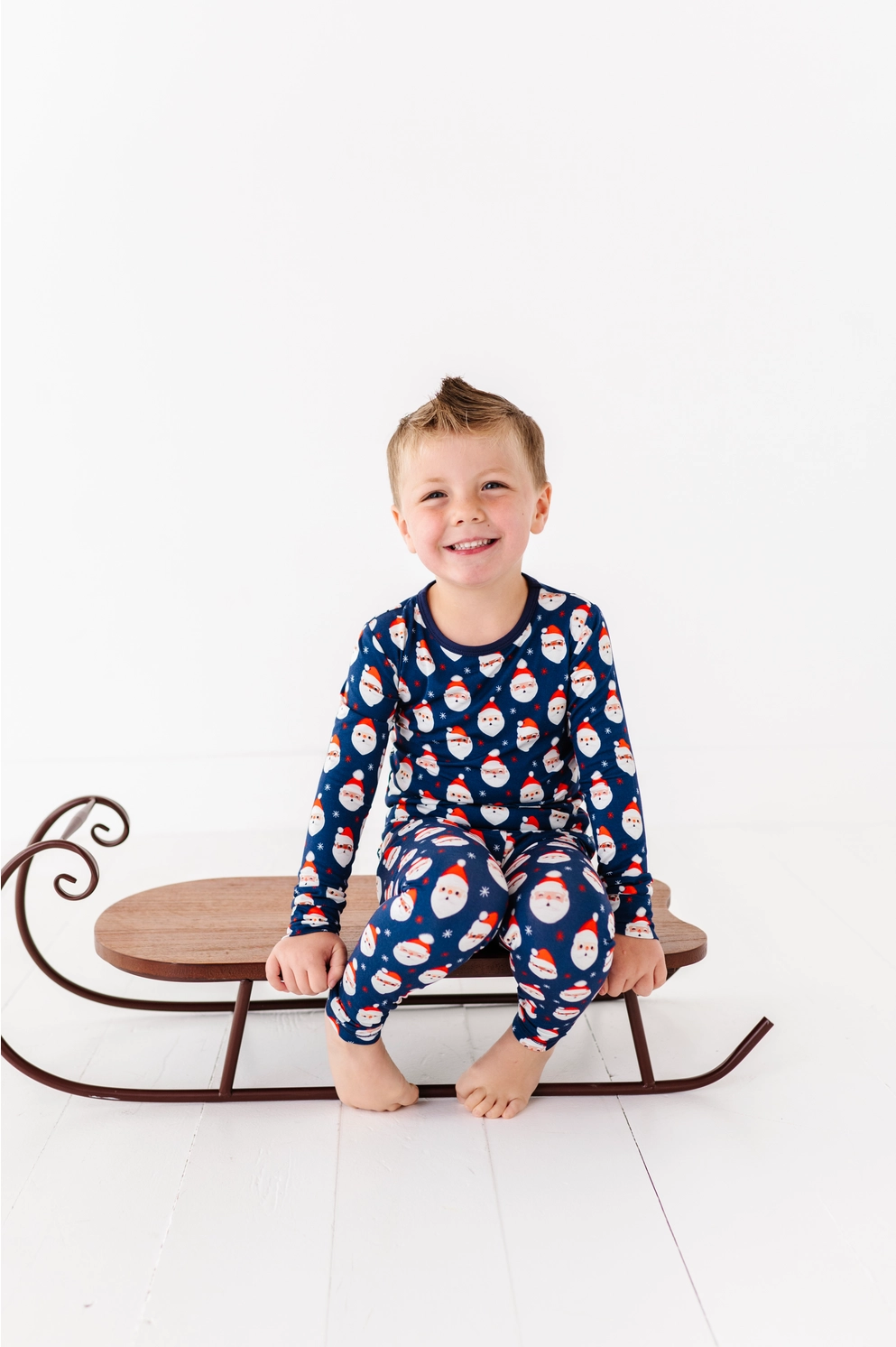 Vintage Santa Two Piece Jammies Navy