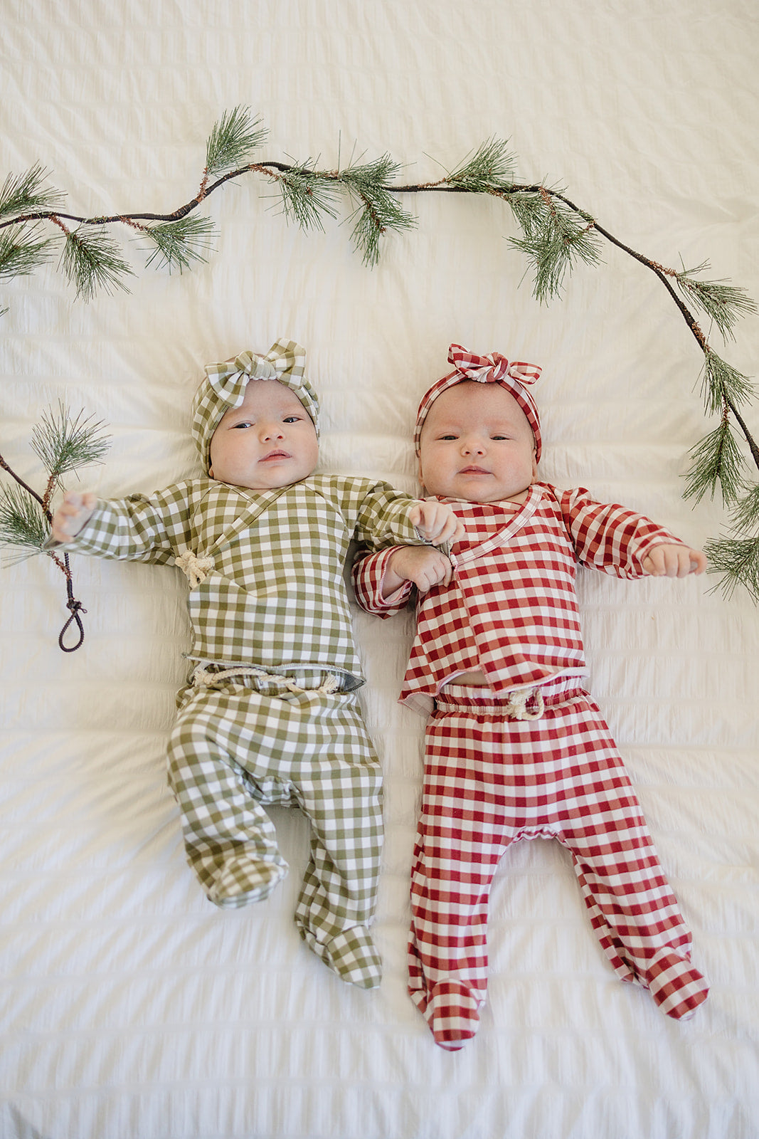 Green Gingham Cotton Layette Set