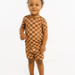 Espresso Checkered Bamboo Shorts Set