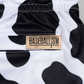 Moo Milk Cow Print Diamond Air Mesh Shorts (Black) - Youth