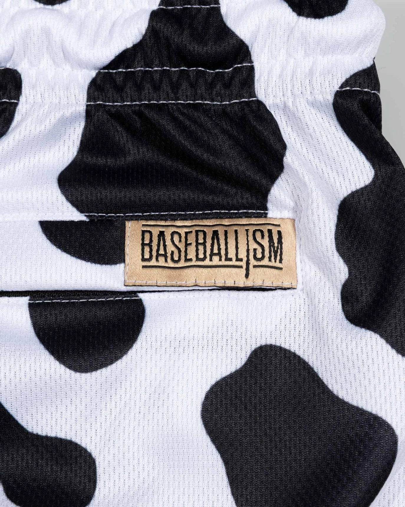 Moo Milk Cow Print Diamond Air Mesh Shorts (Black) - Youth