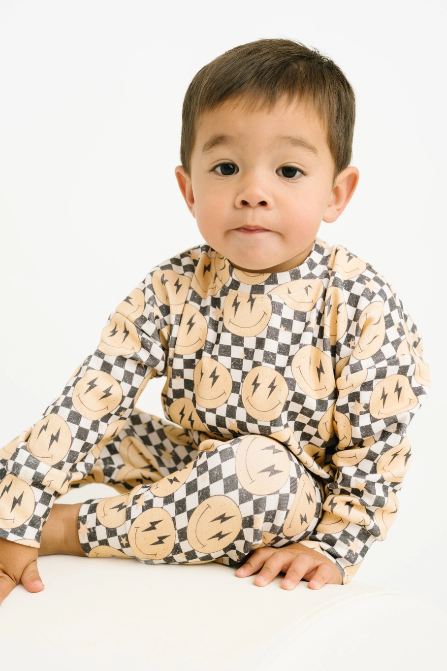 Lightning Checkered Smiley Crewneck Set