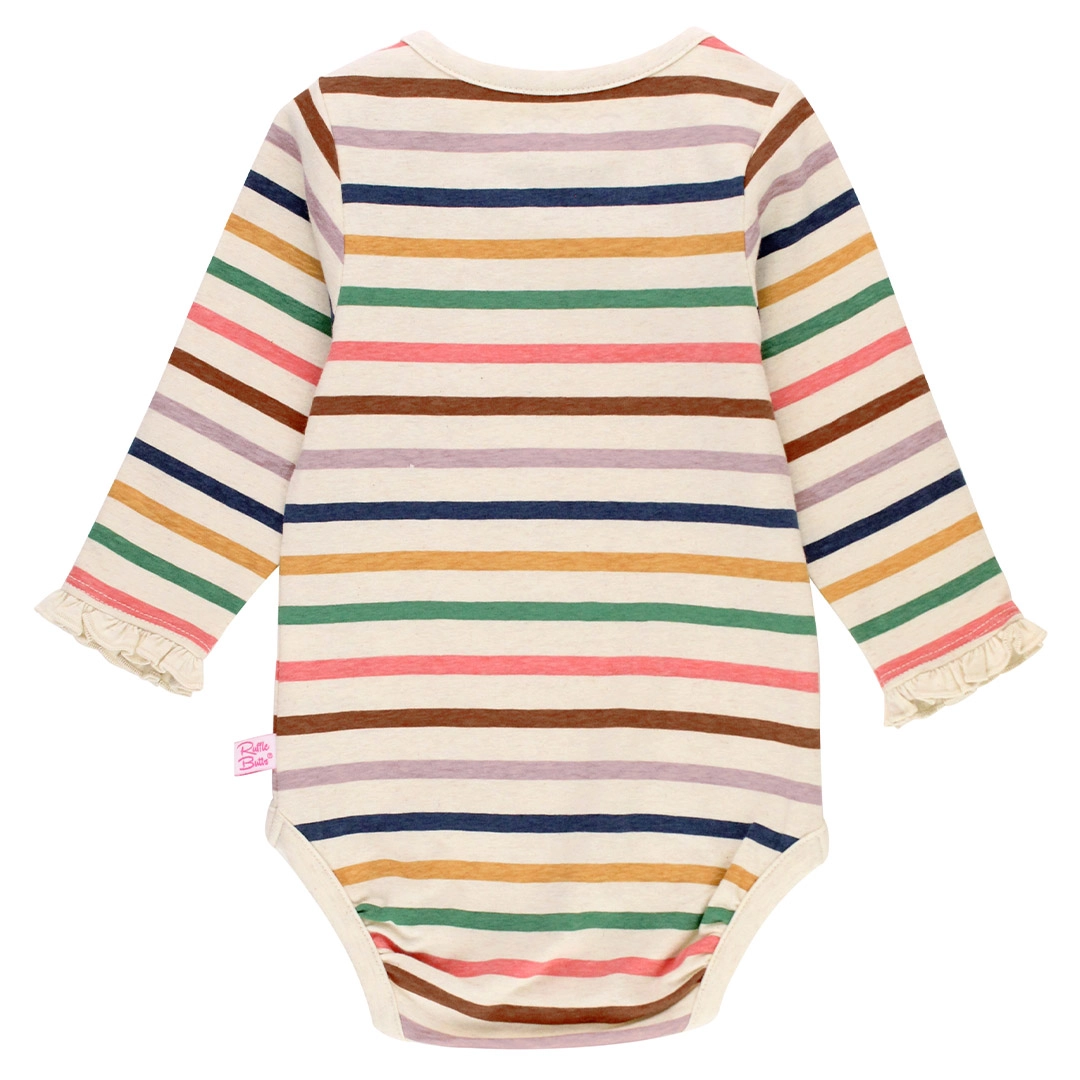 Sunrise Rainbow Stripe Knit Long Sleeve Ruffle Bodysuit