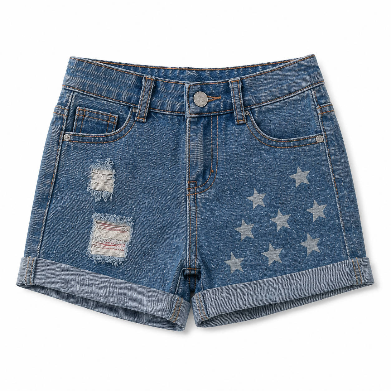 Patriotic Star Denim Shorts