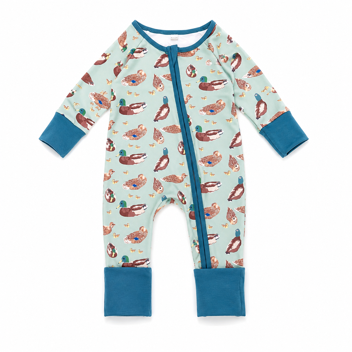 Green Mallard Duck Convertible Footie Baby Romper