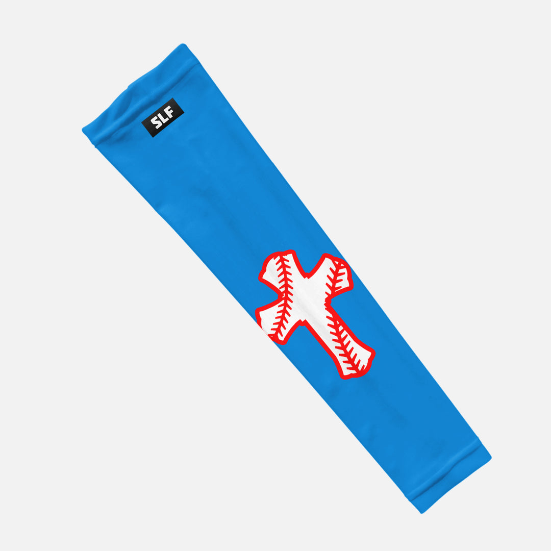 Teal Baseball Cross Kids Arm Sleeve