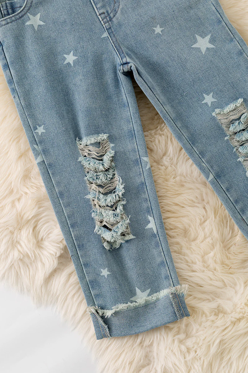 Distressed Star Overalls