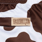 Moo Milk Cow Print Diamond Air Mesh Shorts (Brown) - Youth