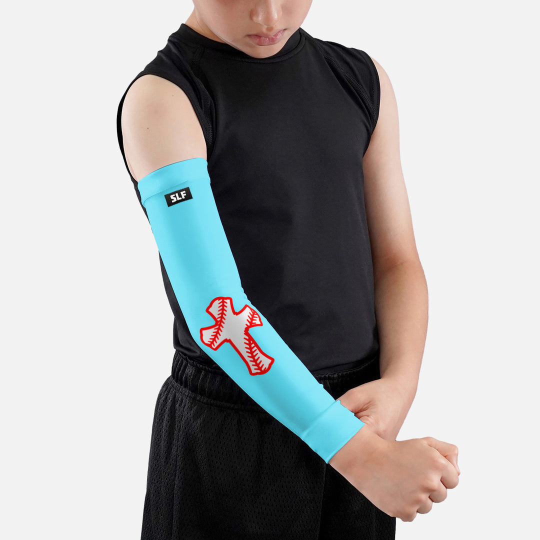 Sky Baseball Cross Kids Arm Sleeve