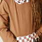 Chocolate Checkered Hooded Ruffle Pocket Lounge Set