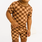 Espresso Checkered Bamboo Shorts Set