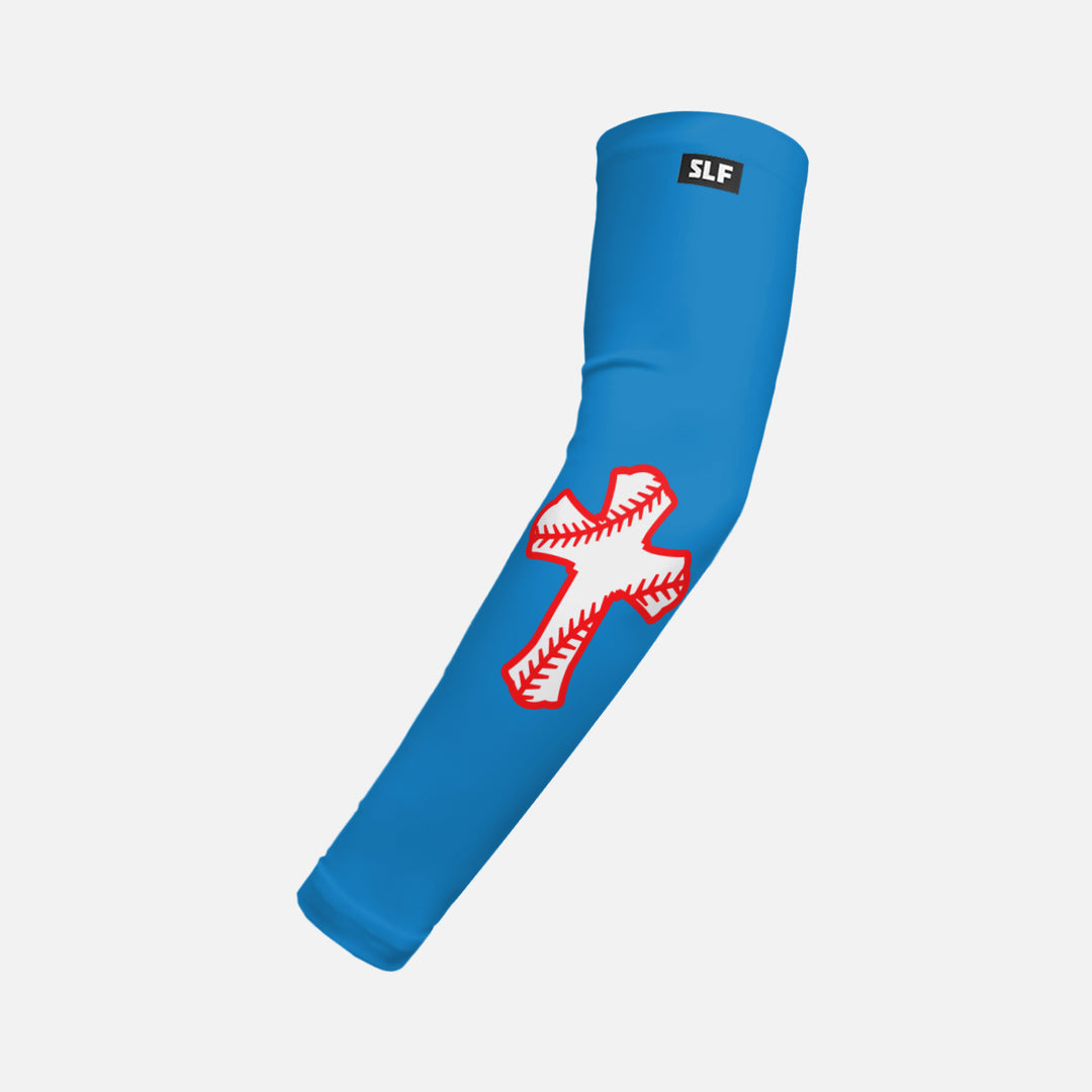 Teal Baseball Cross Kids Arm Sleeve