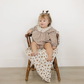 Camel Gingham Lace Bubble Romper